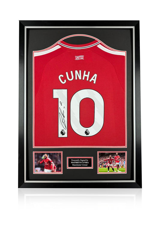Matheus Cunha signed framed 2026-27 Manchester United football shirt