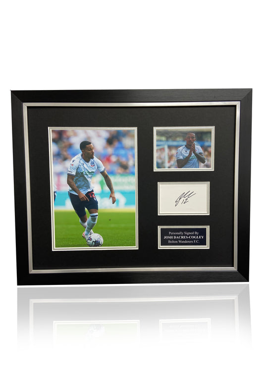 Josh Dacres-Cogley Bolton Wanderers F.C. signed framed photo card montage