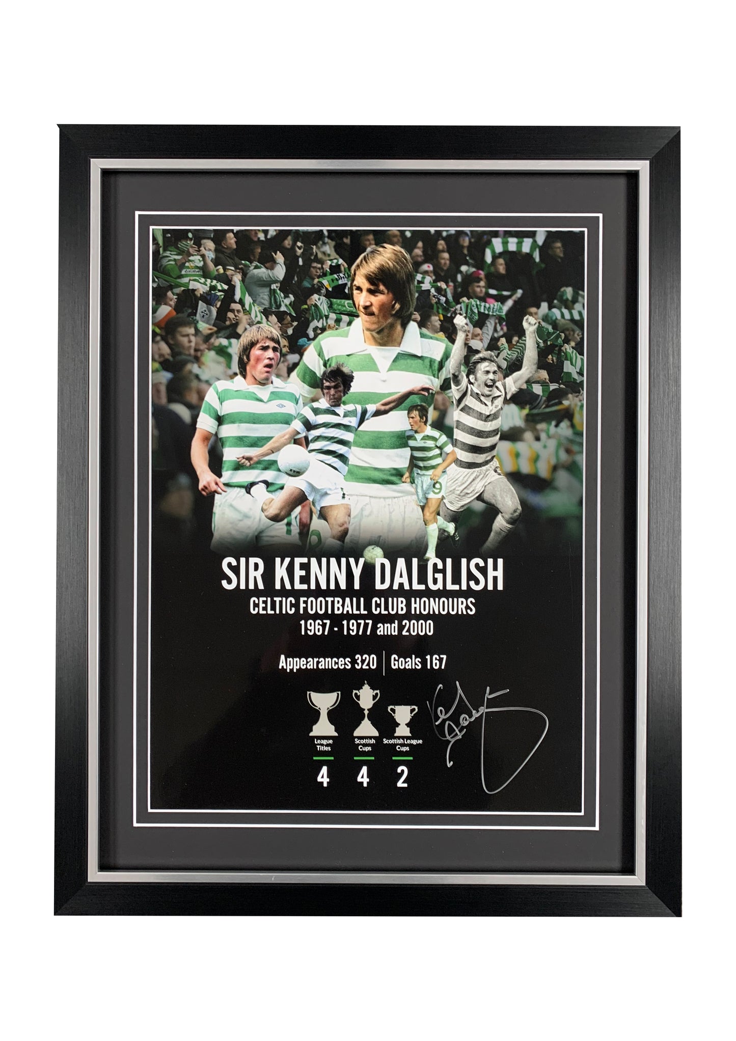 Kenny Dalglish Celtic signed framed honours poster