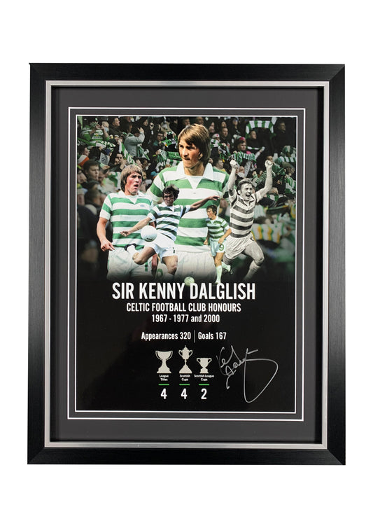 Kenny Dalglish Celtic signed framed honours poster