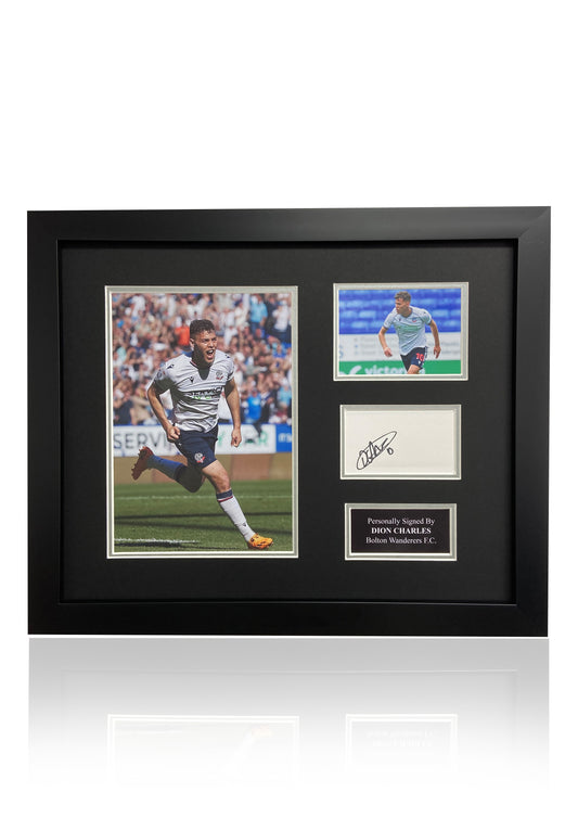 Dion Charles signed framed Bolton Wanderers F.C. photo card montage