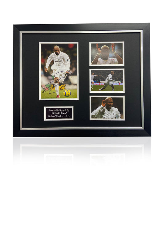 El Hadji Diouf Bolton Wanderers FC hand signed framed photo montage