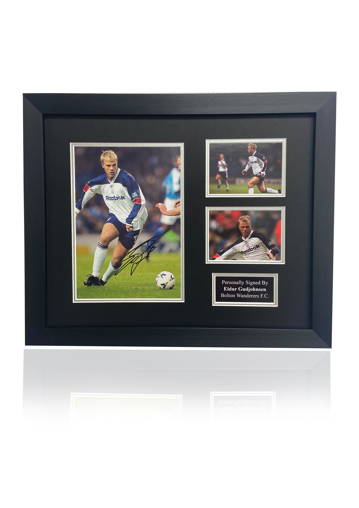 Eidur Gudjohnsen Bolton Wanderers FC hand signed framed photo montage