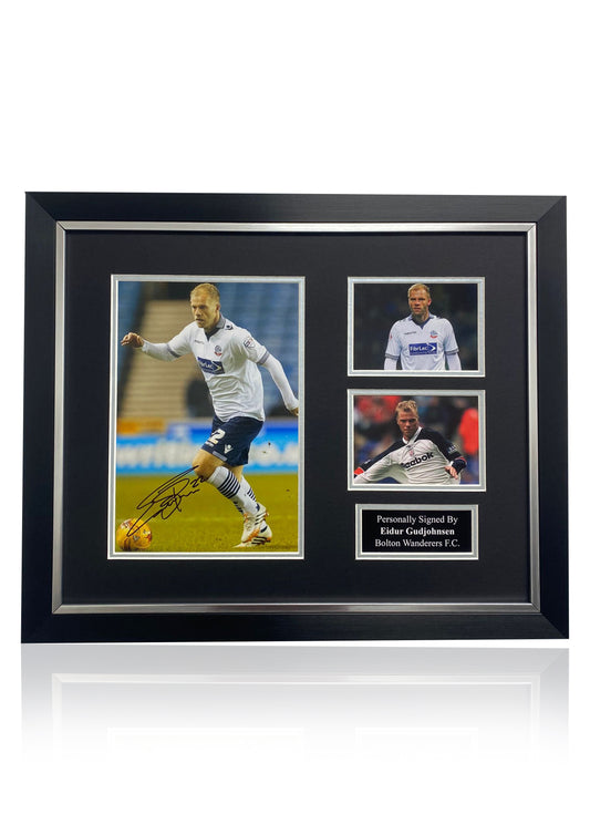 Eidur Gudjohnsen Bolton Wanderers FC hand signed framed photo montage