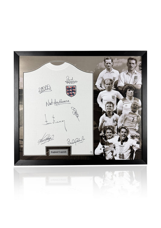 England legends signed framed original England shirt deluxe montage