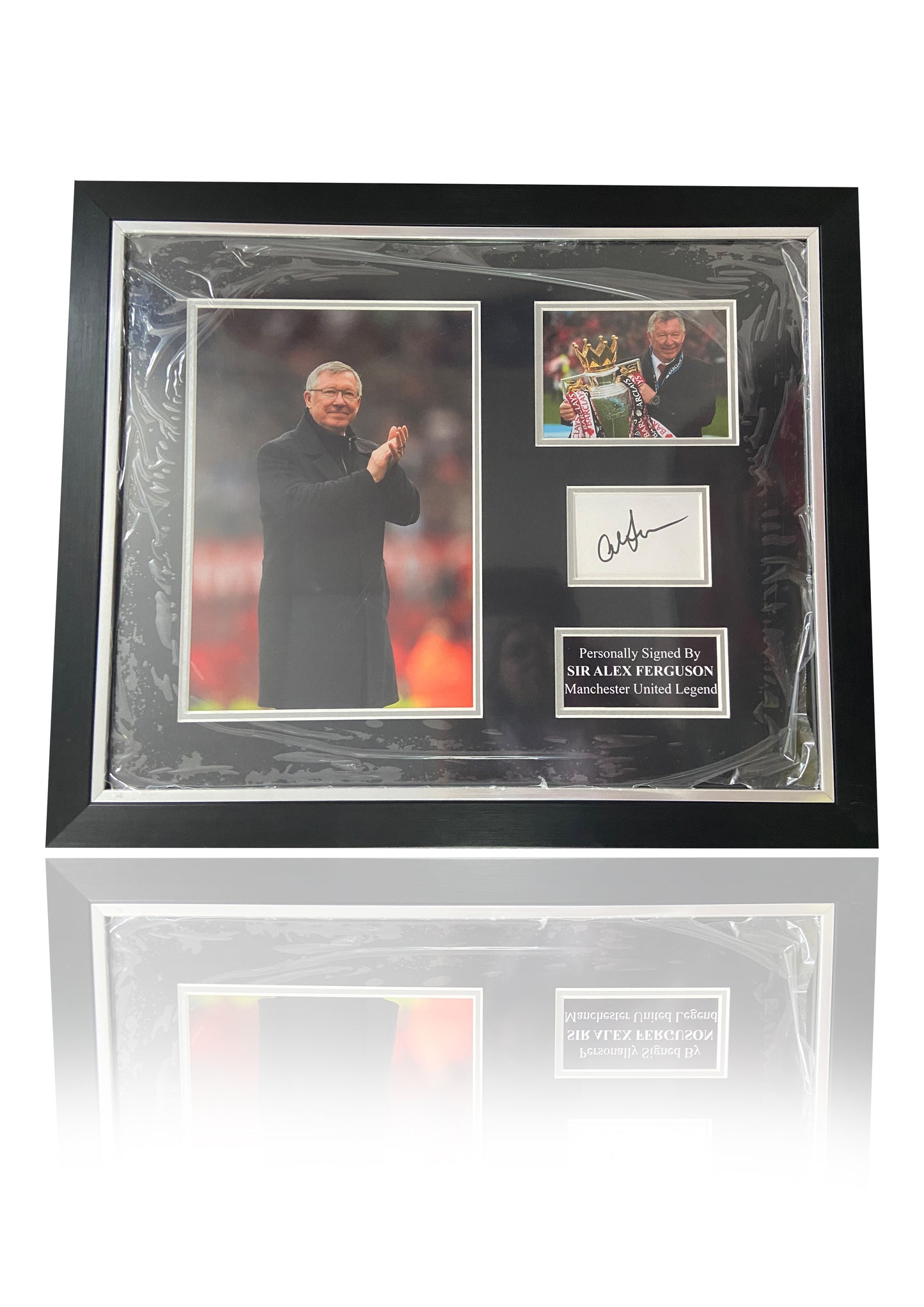 Sir Alex Ferguson Manchester United framed signed photo card montage