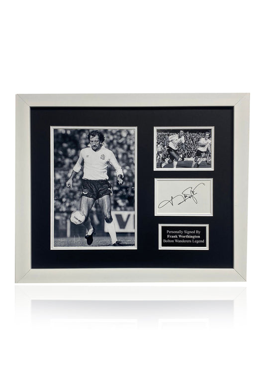 Frank Worthington Bolton Wanderers signed framed photo montage