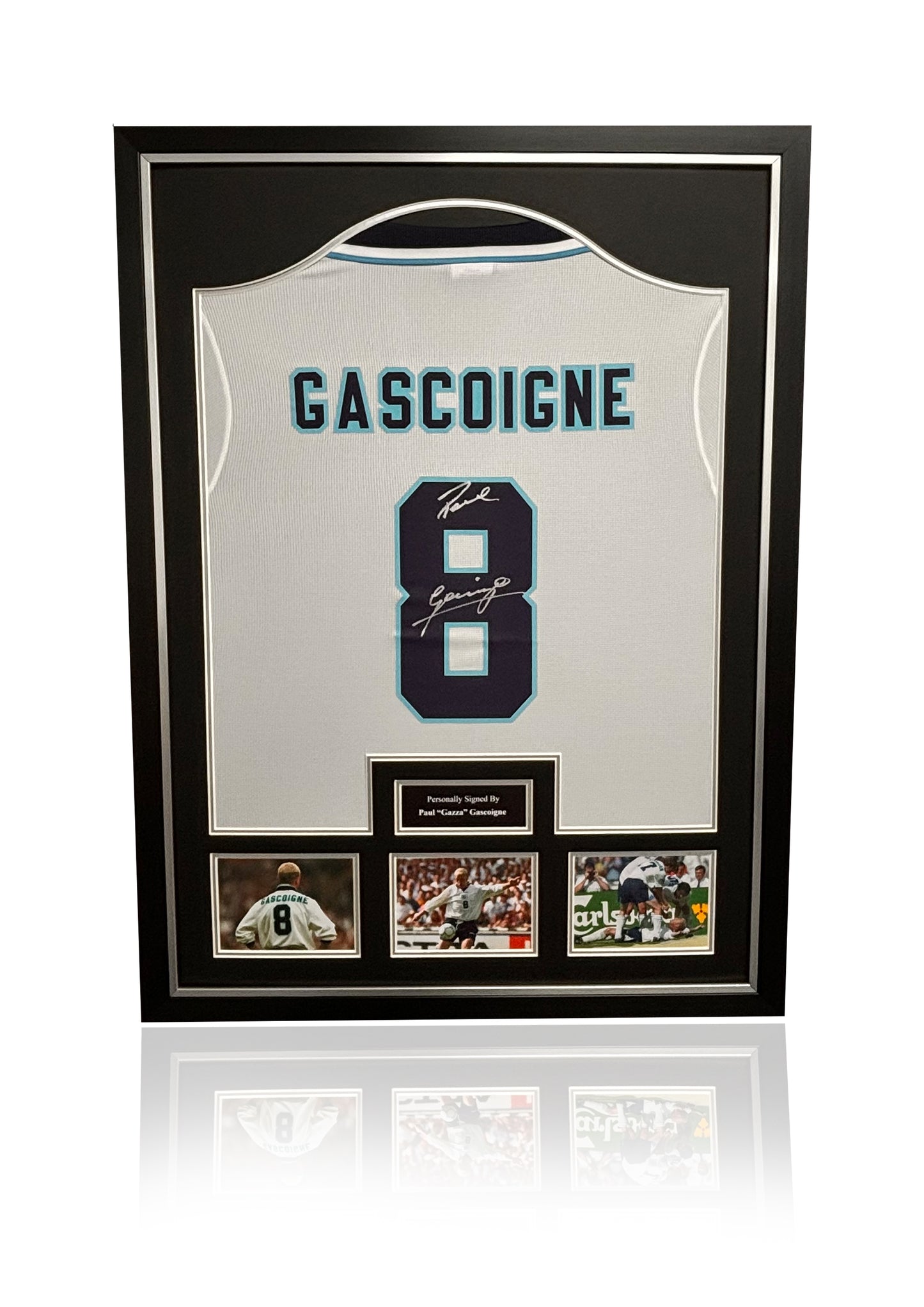 Paul Gazza Gascoigne Euro 96 signed framed shirt