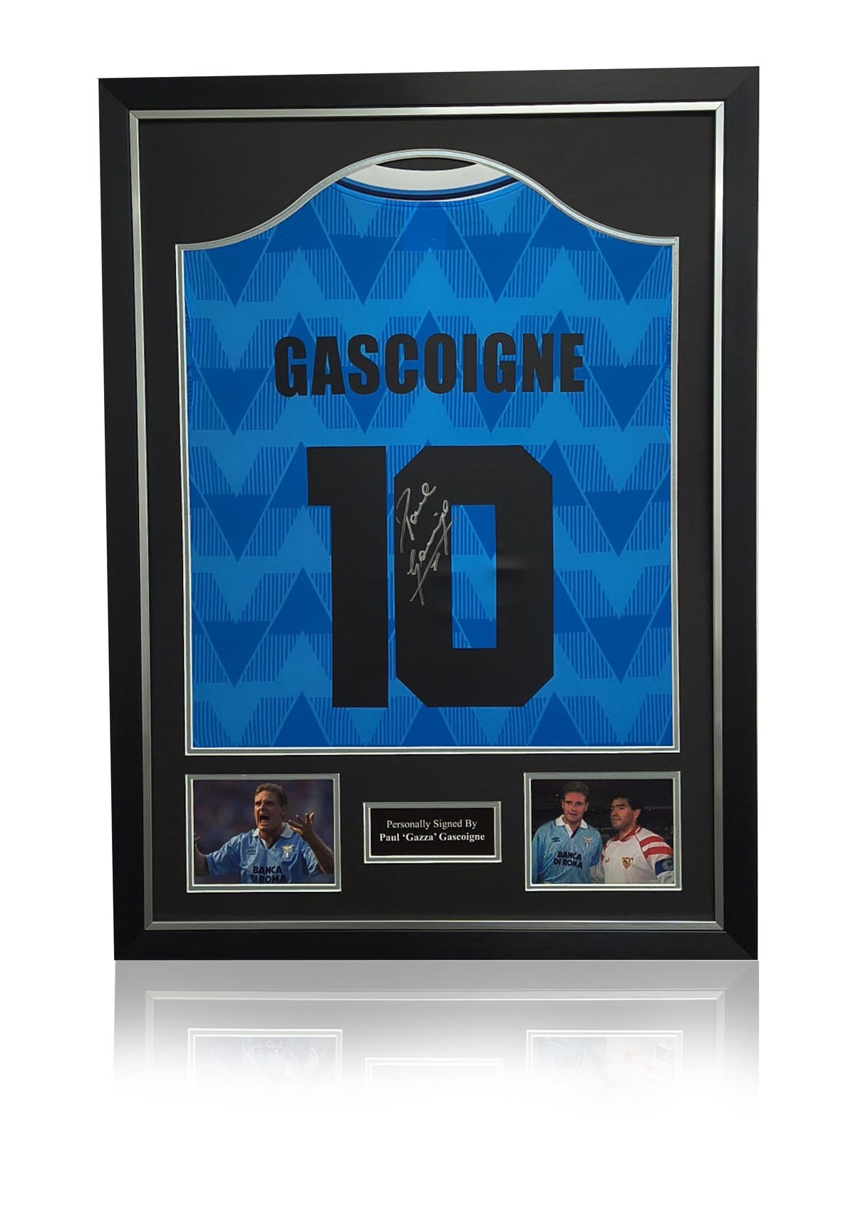 Paul Gazza Gascoigne Lazio signed framed football shirt