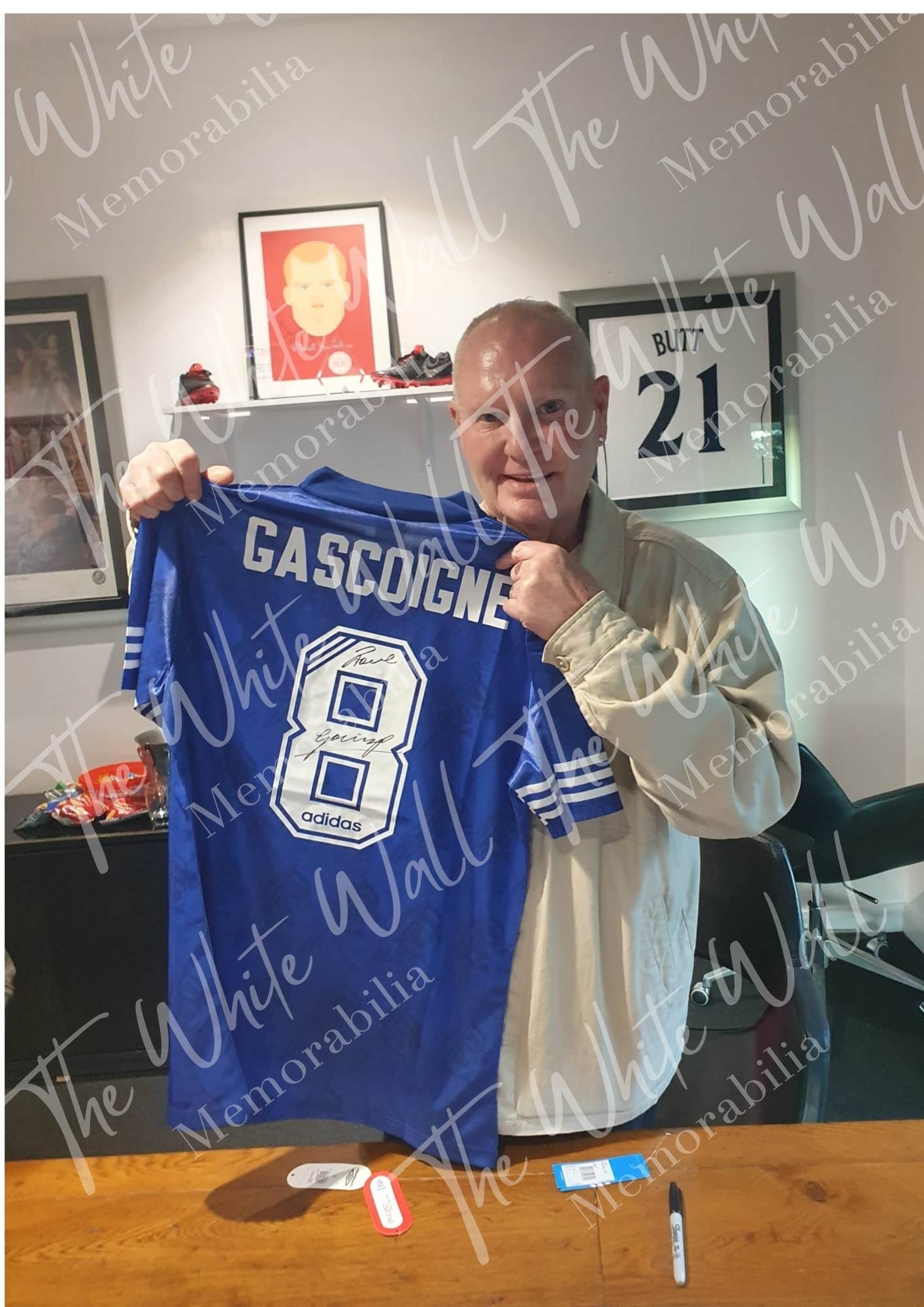 Paul Gazza Gascoigne Signed Framed Rangers Shirt