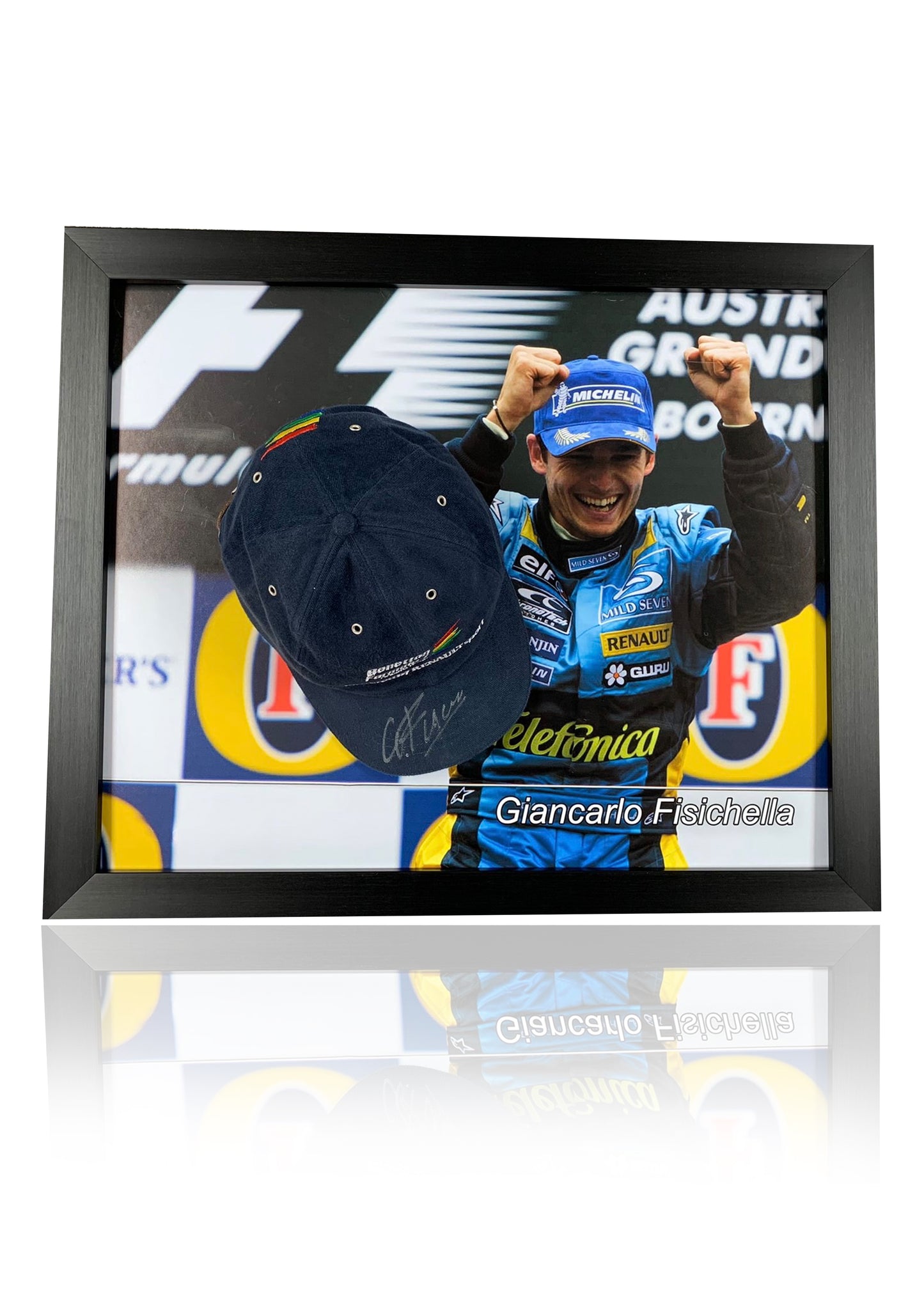 Giancarlo Fisichella F1 Formula one signed framed cap