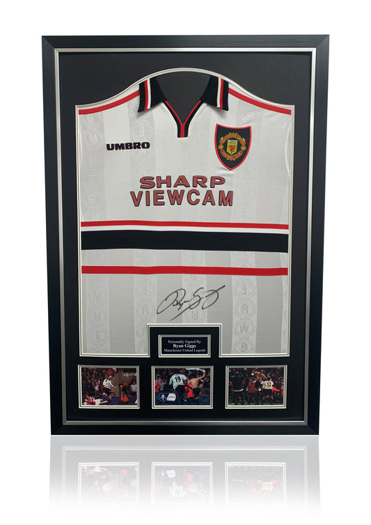 Ryan Giggs 1999 Manchester United front signed framed deluxe away shirt