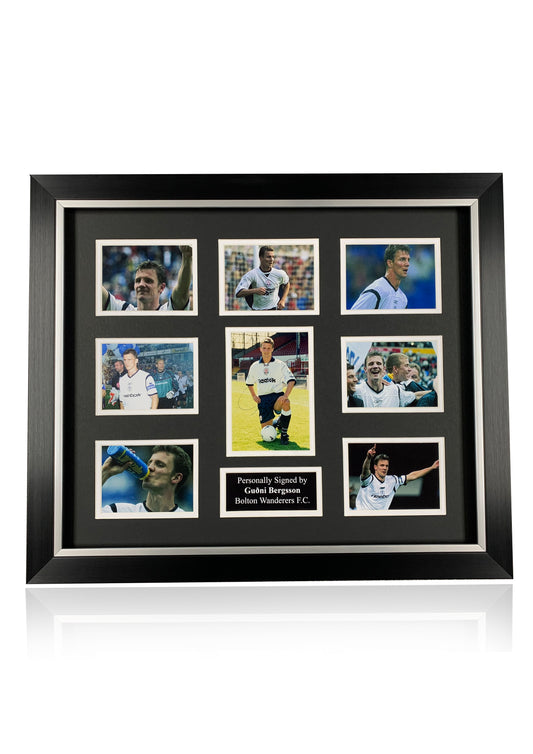 Gudni Bergsson Bolton Wanderers FC signed framed photo montage