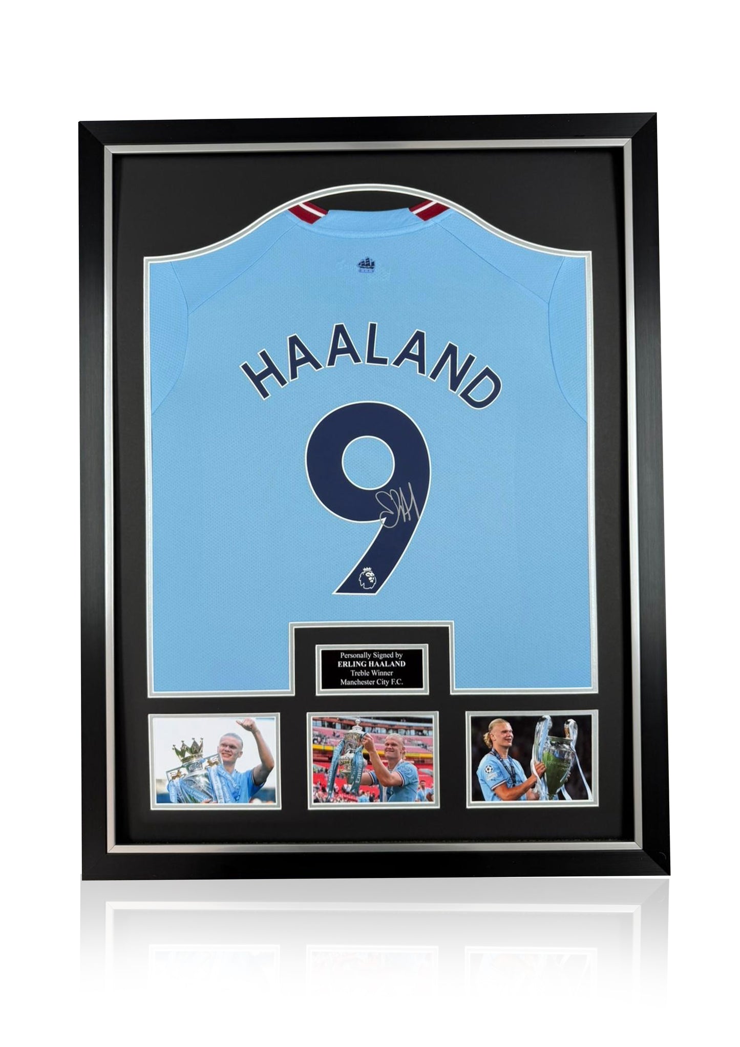 Erling Haaland framed deluxe signed Manchester City treble winning shirt