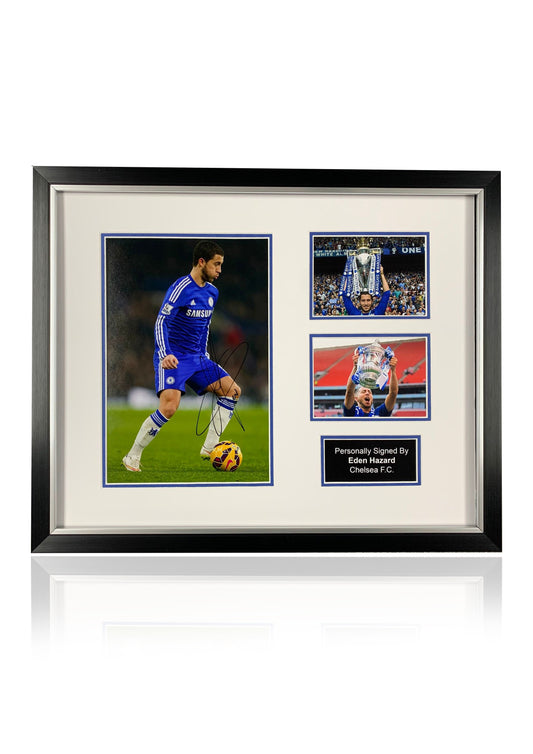 Eden Hazard signed framed Chelsea photo montage