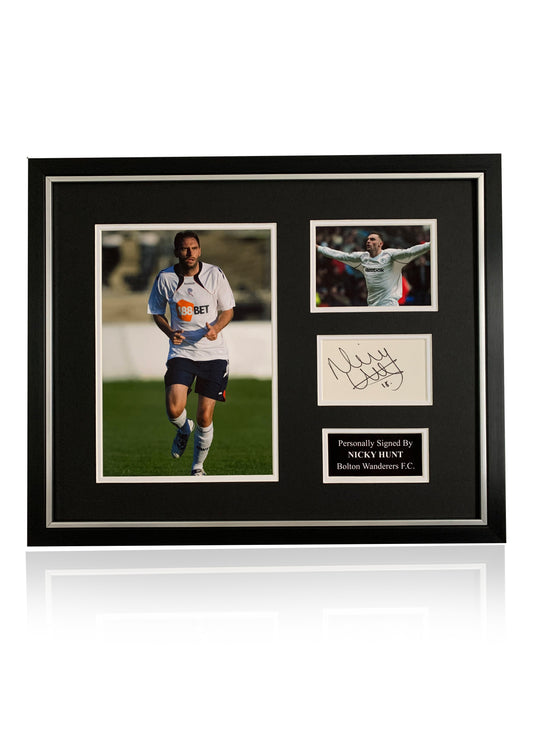 Nicky Hunt Bolton Wanderers signed framed photo card montage