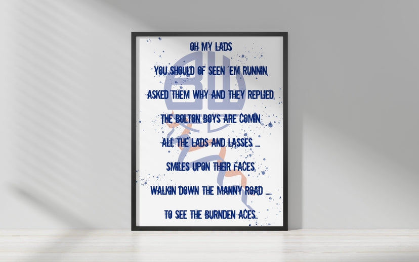 Bolton Wanderers Manny Road song print