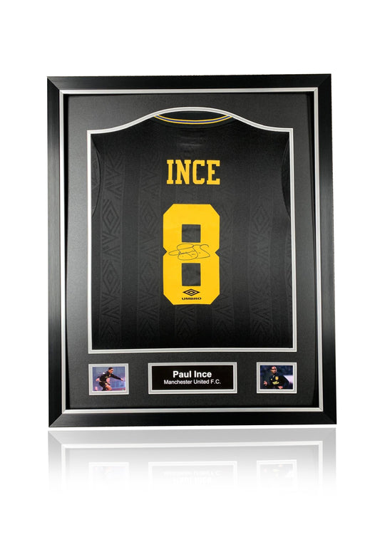 Paul Ince signed framed Manchester United football shirt
