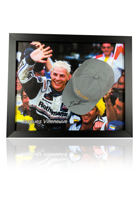 Jacques Villeneuve F1 signed framed cap