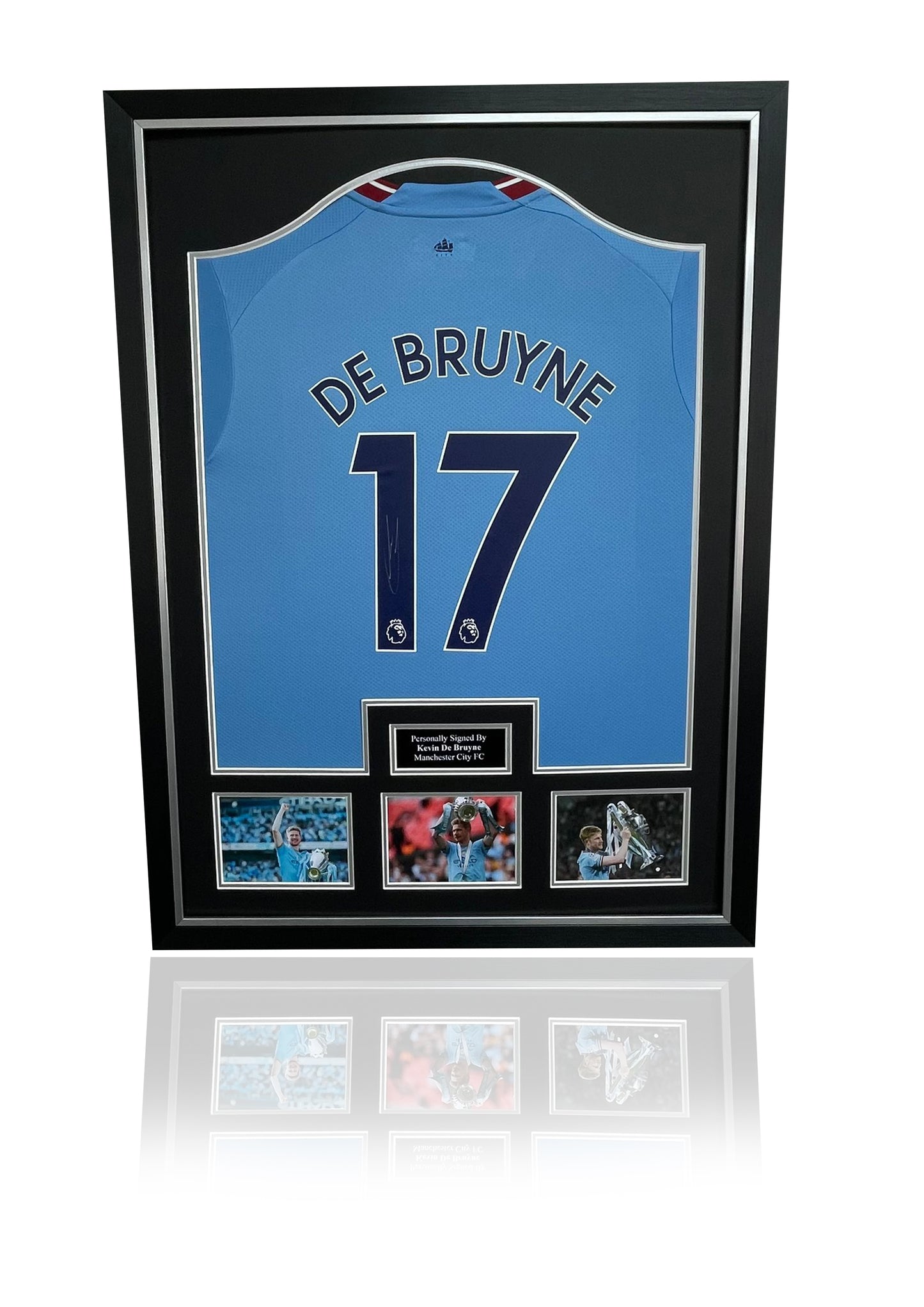 Kevin De Bruyne deluxe frame signed treble winning Manchester City shirt