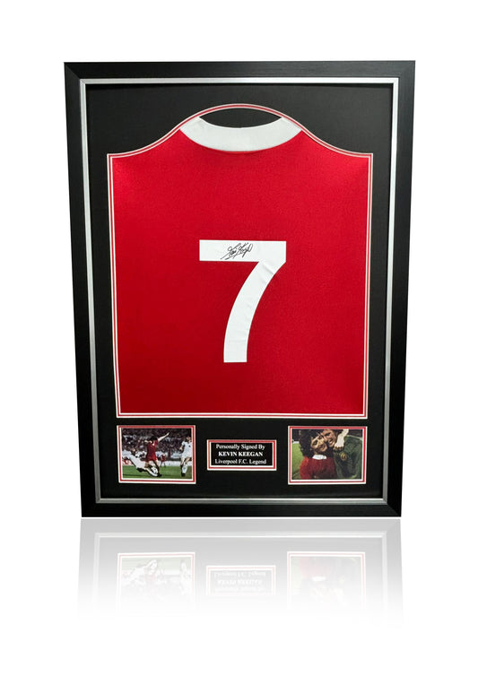 Kevin Keegan signed framed Liverpool 1977 European Cup winners shirt back signed