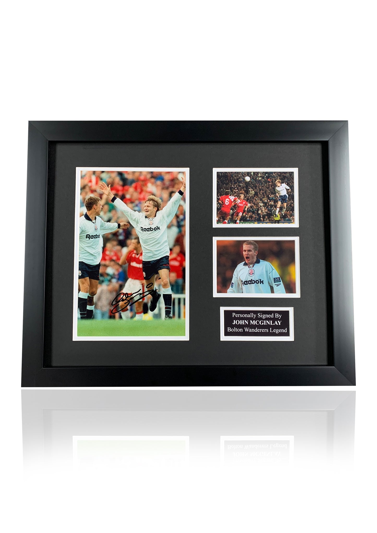 John McGinlay Bolton Wanderers signed framed photo montage