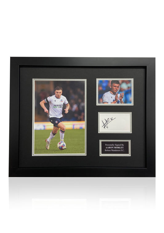 Aaron Morley Bolton Wanderers F.C. signed framed photo card montage