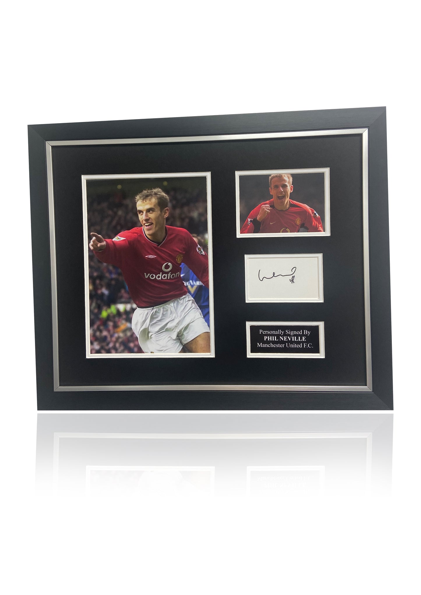 Phil Neville Manchester United signed framed photo montage