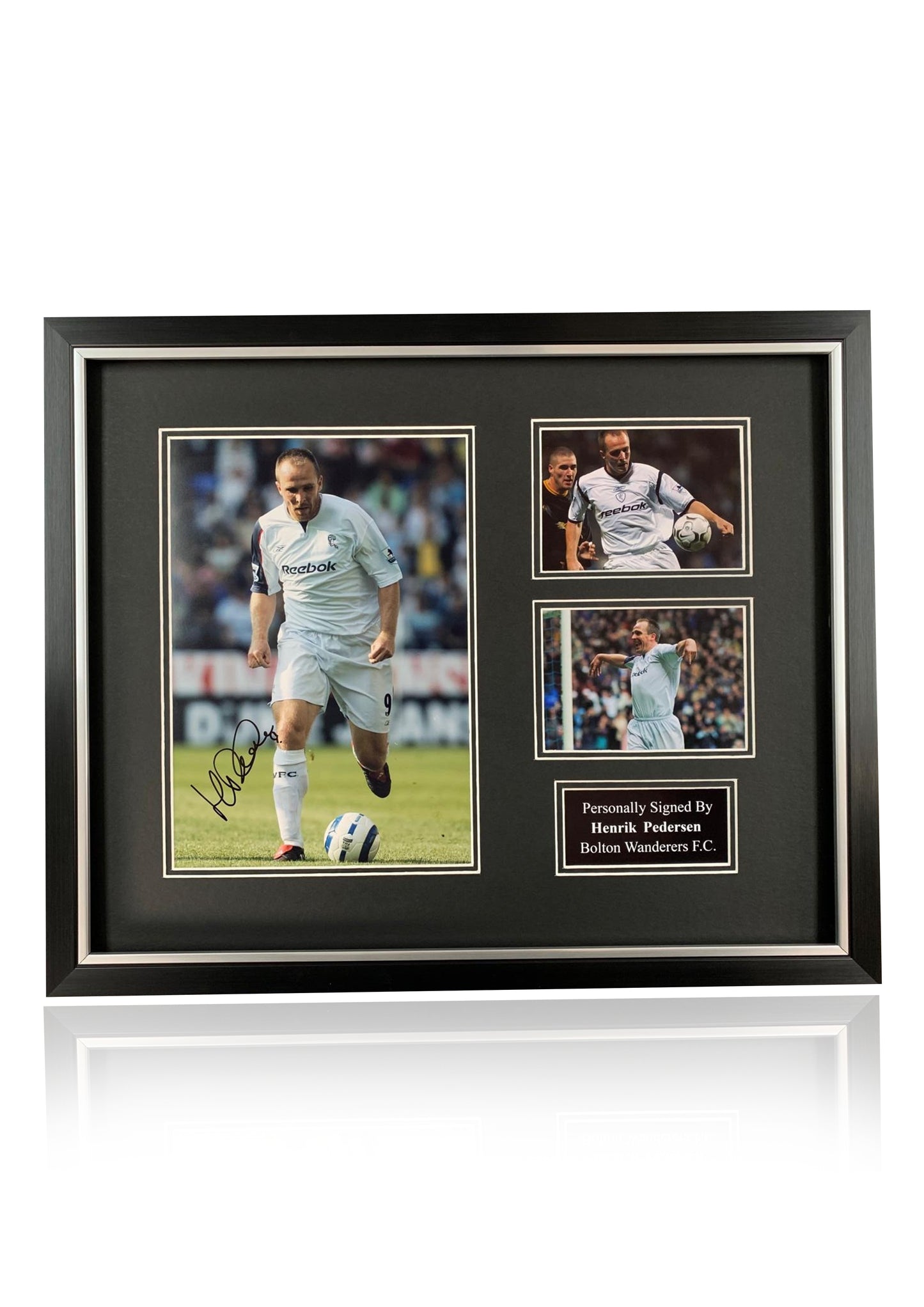 Henrik Pedersen Bolton Wanderers signed framed photo montage