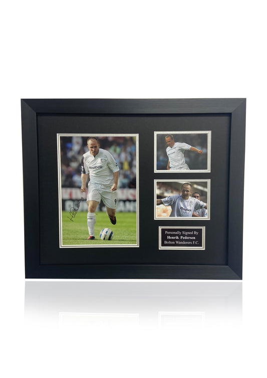 Henrik Pedersen Bolton Wanderers signed framed photo montage