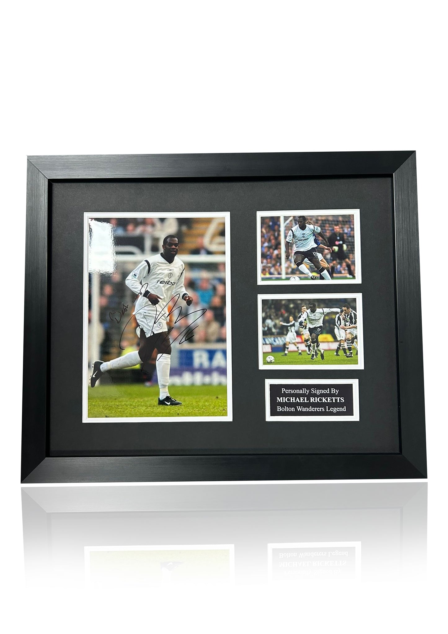 Michael Ricketts Bolton Wanderers FC signed framed photo montage