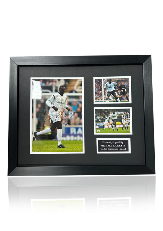 Michael Ricketts Bolton Wanderers FC signed framed photo montage