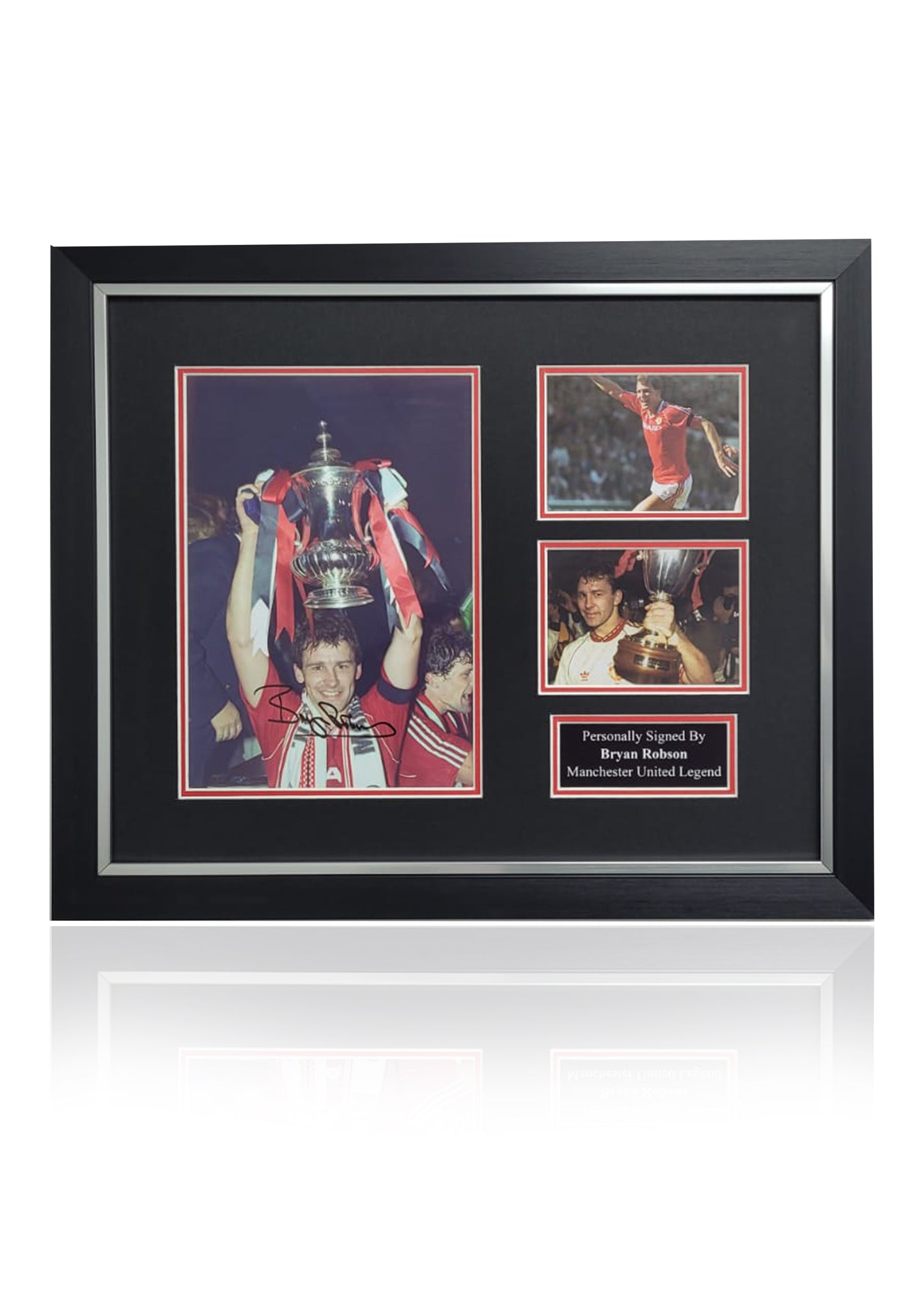 Bryan Robson Manchester United hand signed framed photo montage