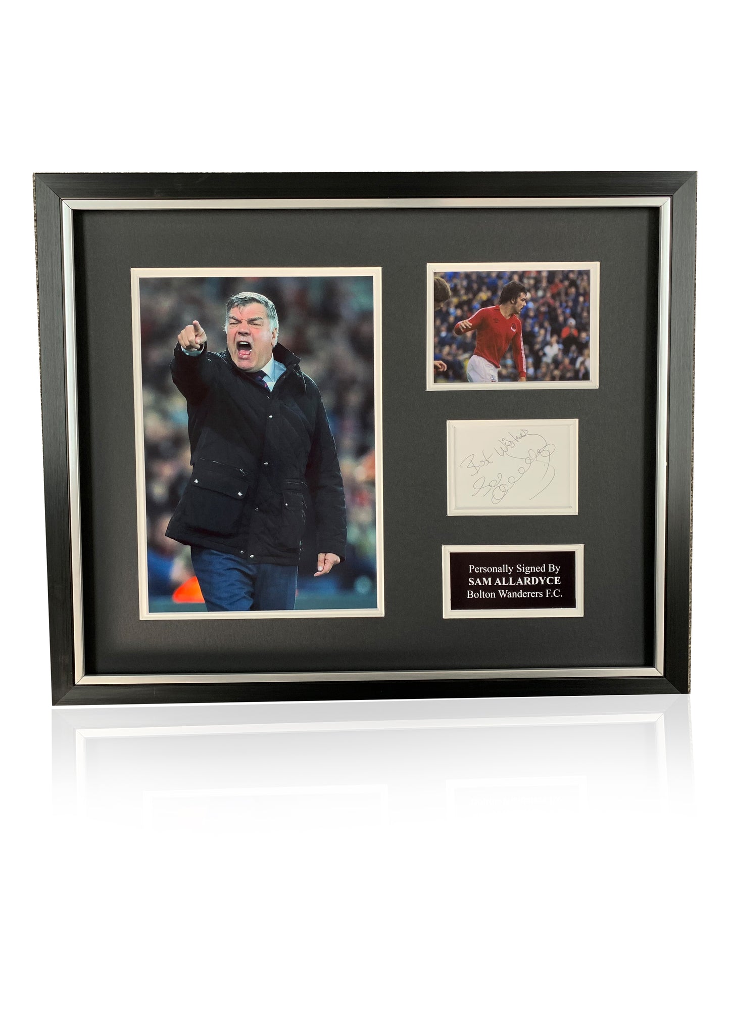 Sam Allardyce Bolton Wanderers signed framed photo card montage