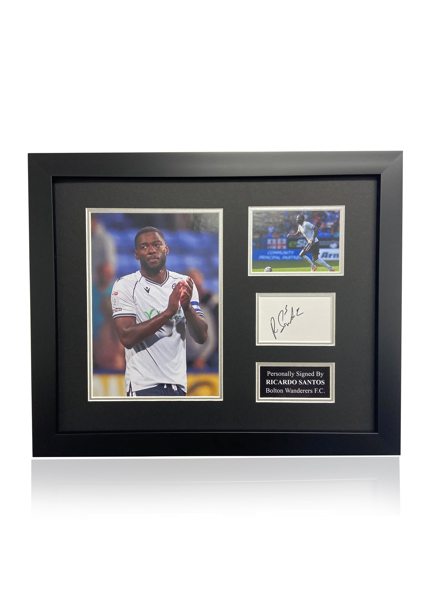 Ricardo Santos Bolton Wanderers F.C. signed framed photo card montage