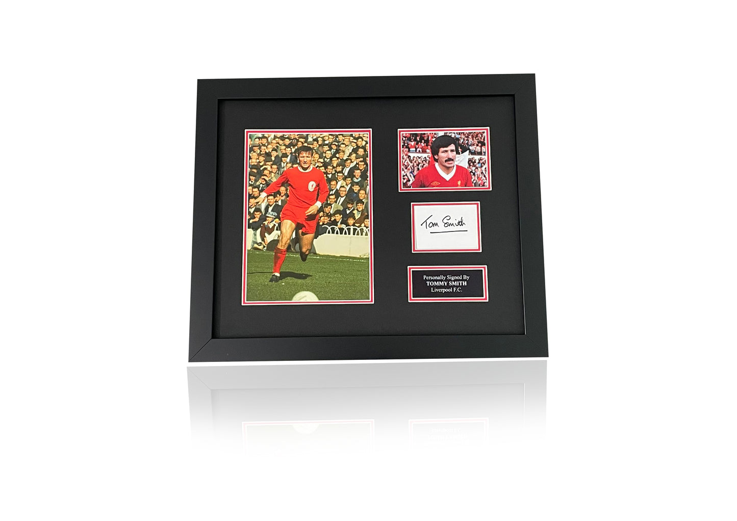 Tommy Smith Liverpool FC signed framed photo card montage