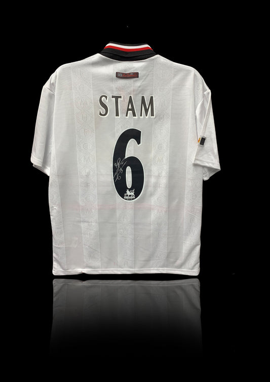 Jaap Stam Signed 1999 Manchester United white away shirt