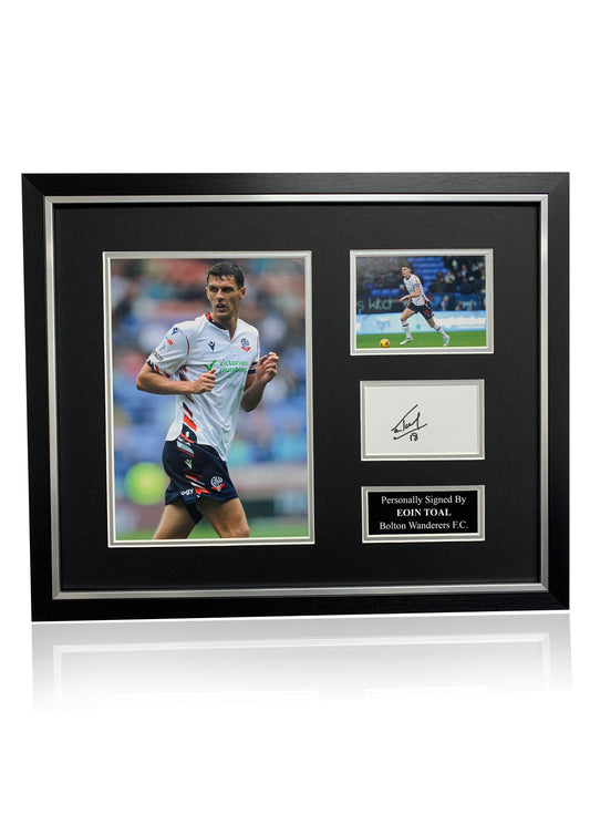 Eoin Toal Bolton Wanderers F.C. hand signed framed photo card montage