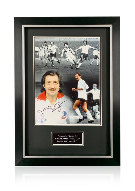 Frank Worthington Bolton Wanderers signed framed photo montage