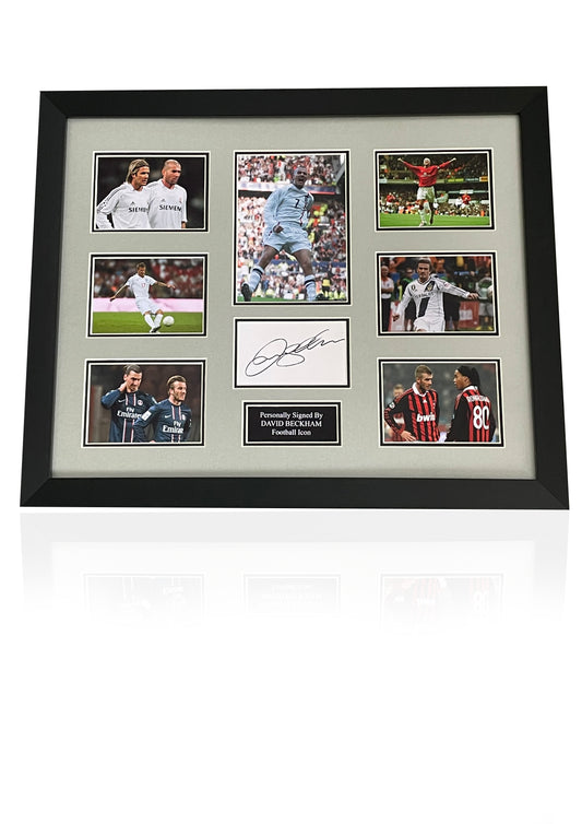 David Beckham signed framed card photo display