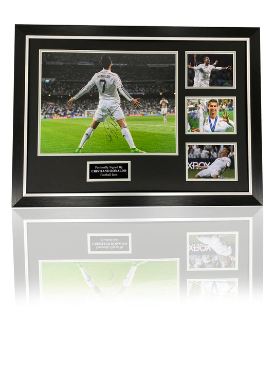 Cristiano Ronaldo Real Madrid signed photo montage display