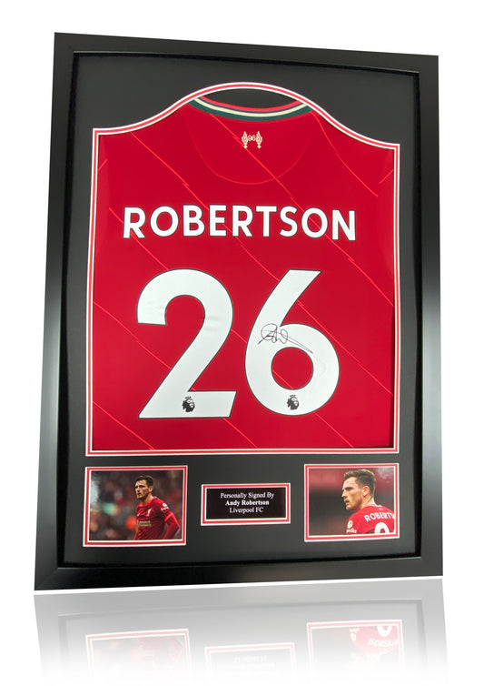 Andy Robertson hand signed framed 21/22 Liverpool shirt