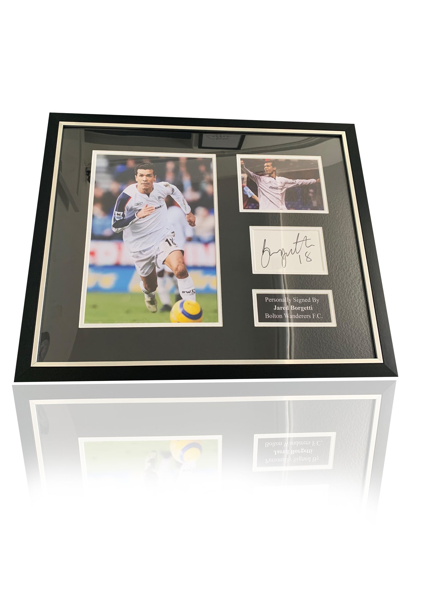 Jared Borgetti Bolton Wanderers signed framed photo card montage