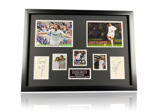 Ivan Campo and Fernando Hierro Bolton Wanderers dual signed framed photo montage