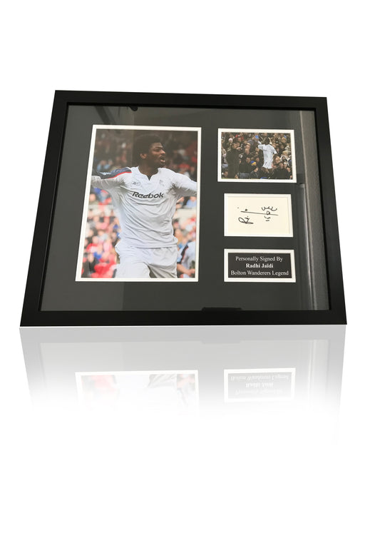 Radhi Jaidi Bolton Wanderers signed framed rphoto card montage