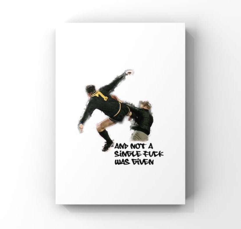 Eric Cantona Manchester United kung fu kick fan print