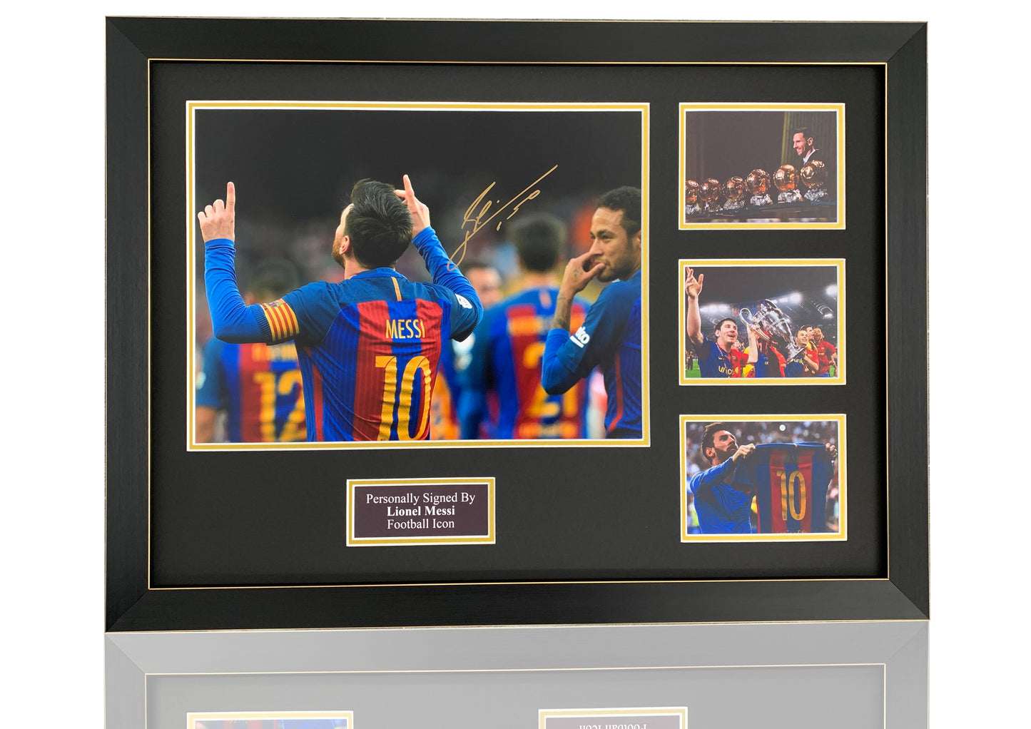 Lionel Messi Signed Photo Montage Display