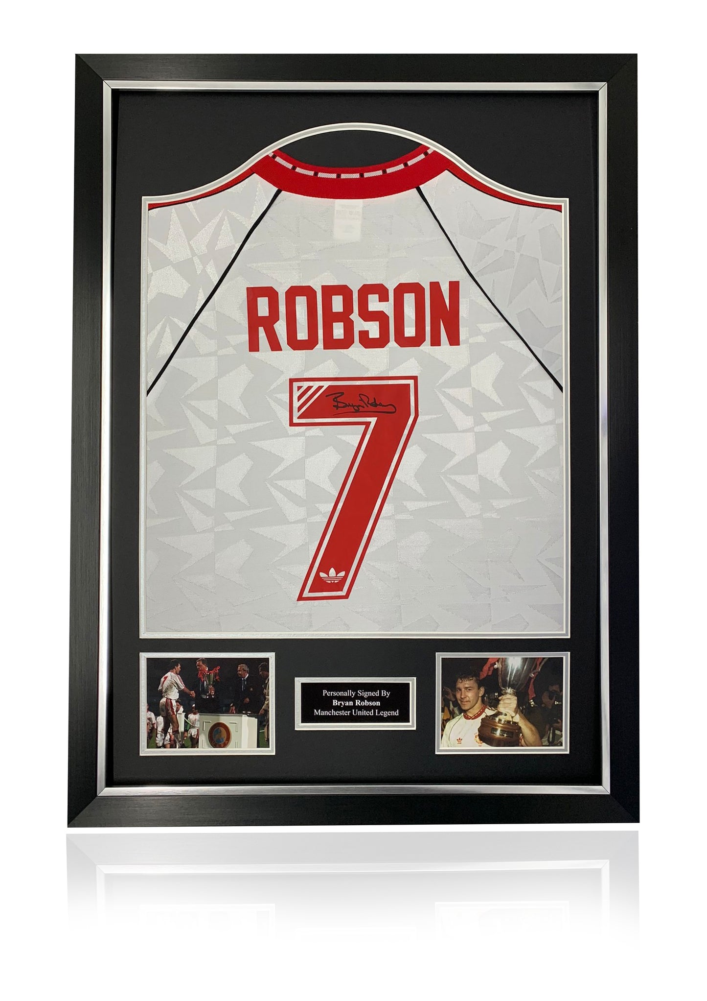 Bryan Robson Manchester United signed framed 1991 CWC cup winners cup shirt