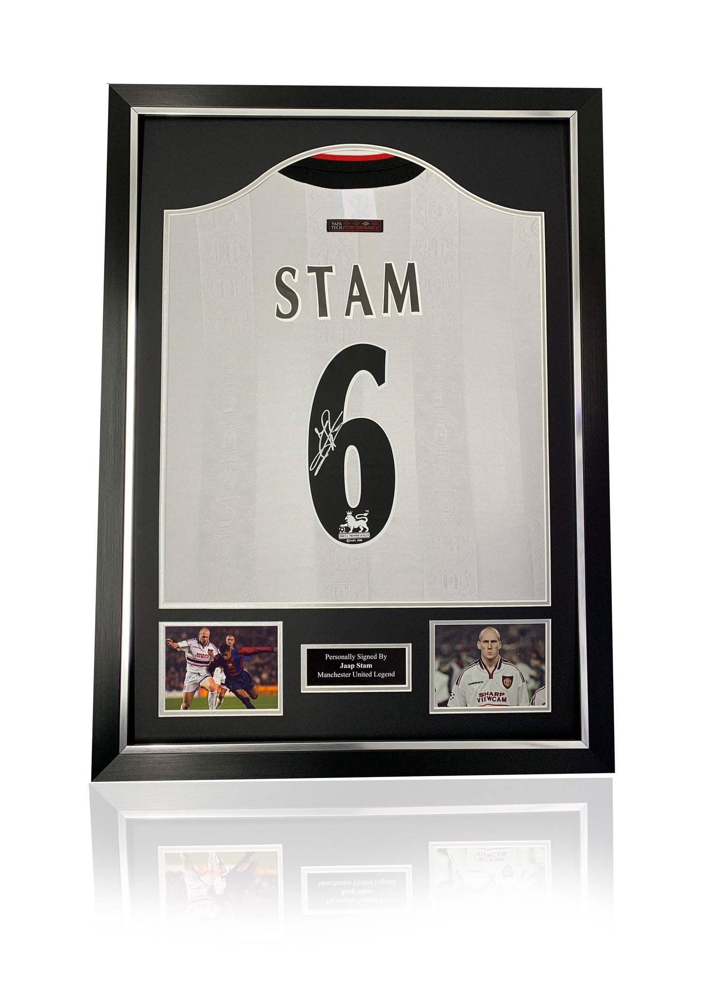 Jaap Stam signed framed 1999 treble winning Manchester United shirt