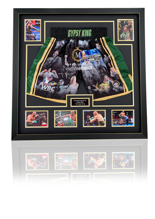 Tyson Fury The Gypsy King signed boxing shorts frame